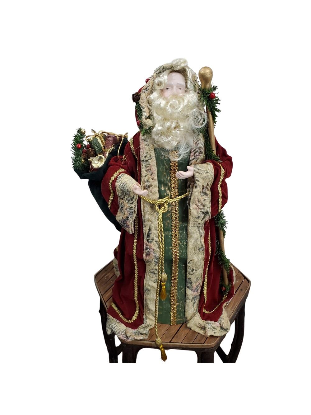 Vintage St Nicholas Santa Claus Tree Topper or Shelf Sitter Christmas Holiday